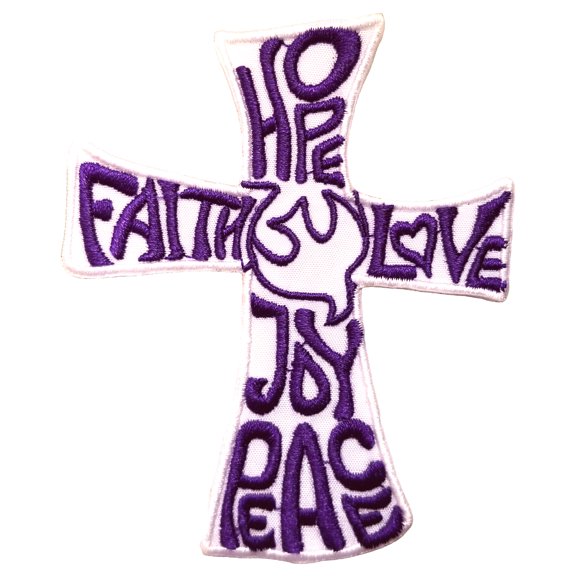 Faith Hope Love Purple Embroidered Iron On Patch