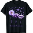 thumbnail image 1 of Faith Hope Love Purple Flower Ribbon Dementia Awareness T-ShirtMen and women can wear, black T-shirts, gifts. Age: M,L，XL 2XL, 3XL, 462XL, 1 of 4