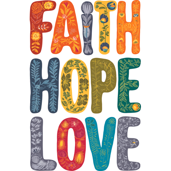 Faith Hope Love Quote Positive Life Mantra Motivation Inspiration Colorful Quotes Saying Wall Art Sticker Designs Vinyl Stickers For Home House Walls Rooms Windows Bedroom Decoration Size (16x20 inch)