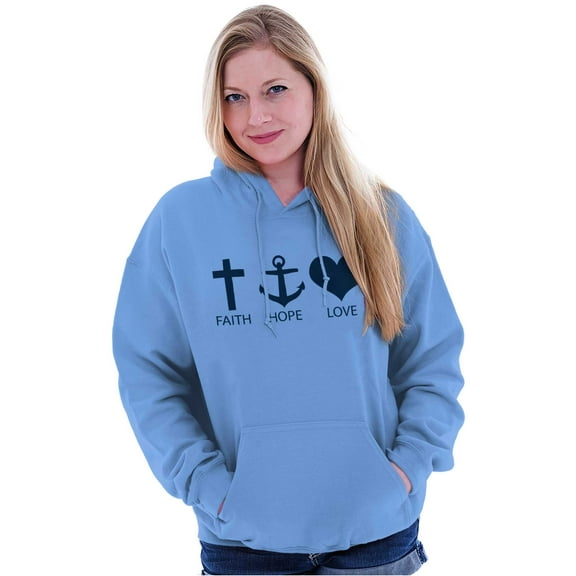 Faith Hope Love Symbol Christian Hoodie Sweatshirt Women Brisco Brands L