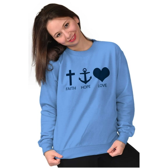 Faith Hope Love Symbol Christian Women Crewneck Sweatshirt Brisco Brands S