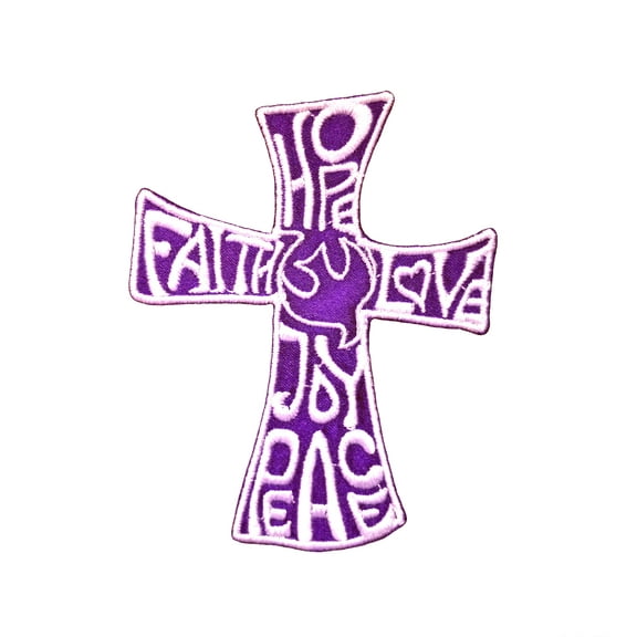 Faith Hope Love White Embroidered Iron On Patch