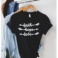 thumbnail image 1 of Faith Hope Love Women Fashion Letters Graphic T-shirt Casual Short Sleeve Funny Shirt for Lady Tops Tee Harajuku T-Shirt, 1 of 5