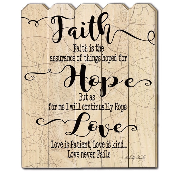 TrendyDecor4U Faith Hope Love By Cindy Jacobs Wall Art CIN441P