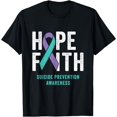 thumbnail image 1 of Faith Hope Suicide Prevention Awareness Purple and Teal T-Shirt, 1 of 4