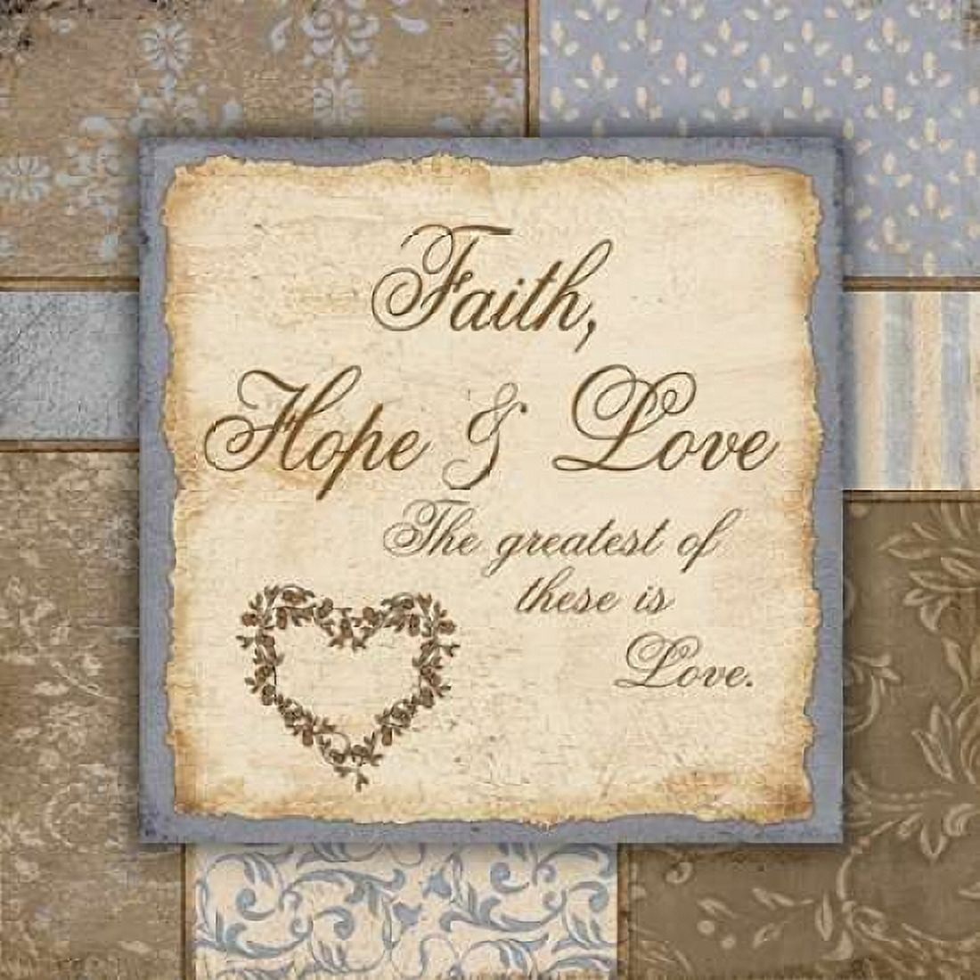 Faith Hope and Love Canvas Art - Jo Moulton (24 x 24)