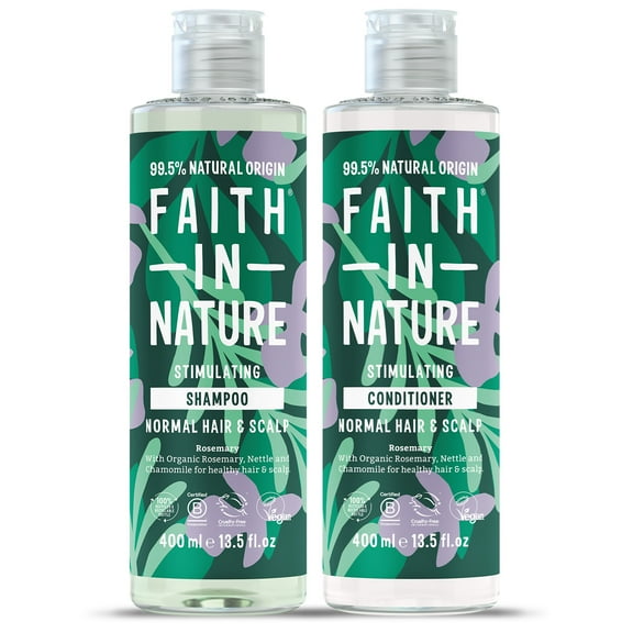 Faith In Nature Natural Shampoo & Conditioner Set - Vegan & Cruelty Free, No SLS or Parabens - 2 x 13.5 fl oz, Rosemary