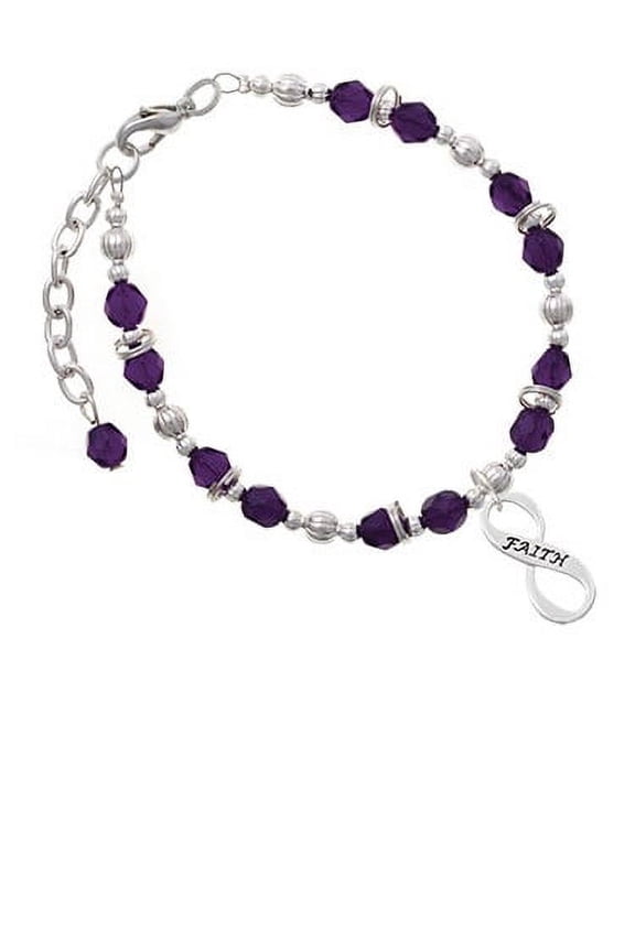 Faith Infinity Sign Purple Beaded Bracelet