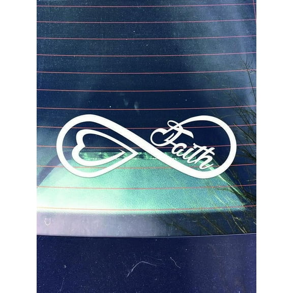 Faith Infinity Vinyl Decal Sticker | Cars Trunks Vans SUVs Laptops Windows Walls Cups | White | 7 X 2.5 | KCD2159