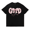 thumbnail image 1 of Faith-Inspired Floral Tee - 'God is Faithful' Vintage Bow Design - Women's Soft Black Cotton Casual Tops, 1 of 5