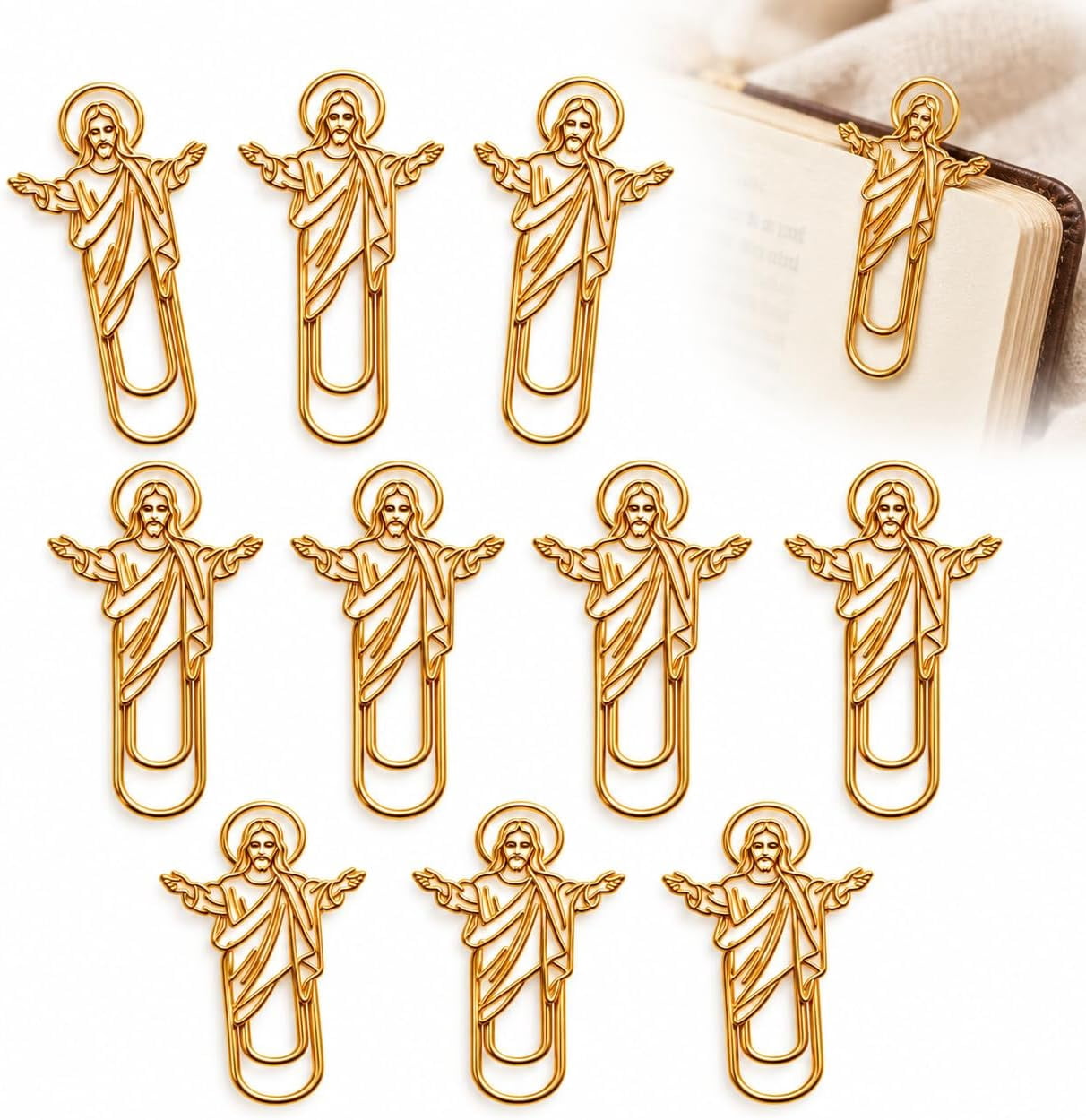 Project Easy Paper Clips Faith-Inspired Gold Paper Clips, 10pcs Polished Gold‑Tone Wire ...