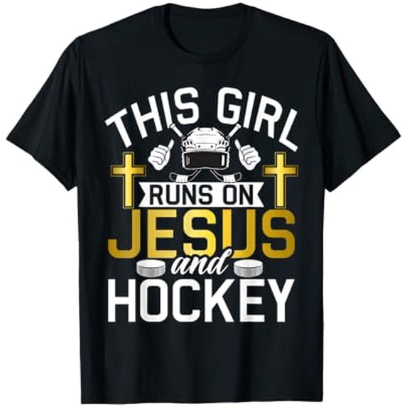 Faith-Inspired Hockey T-Shirt for Sports Enthusiasts - This Runs on Jesus and Hockey