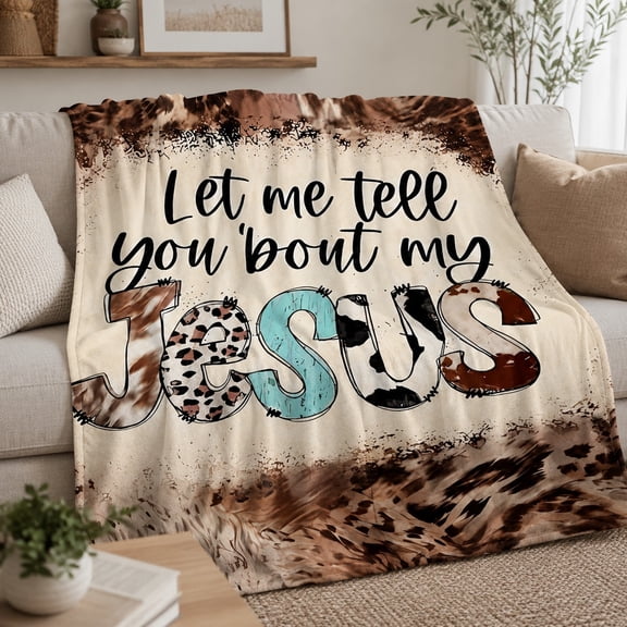 Faith Inspired Jesus Fleece Throw Blanket, Soft 280 GSM Polyester, Christian Faith Decor Gift
