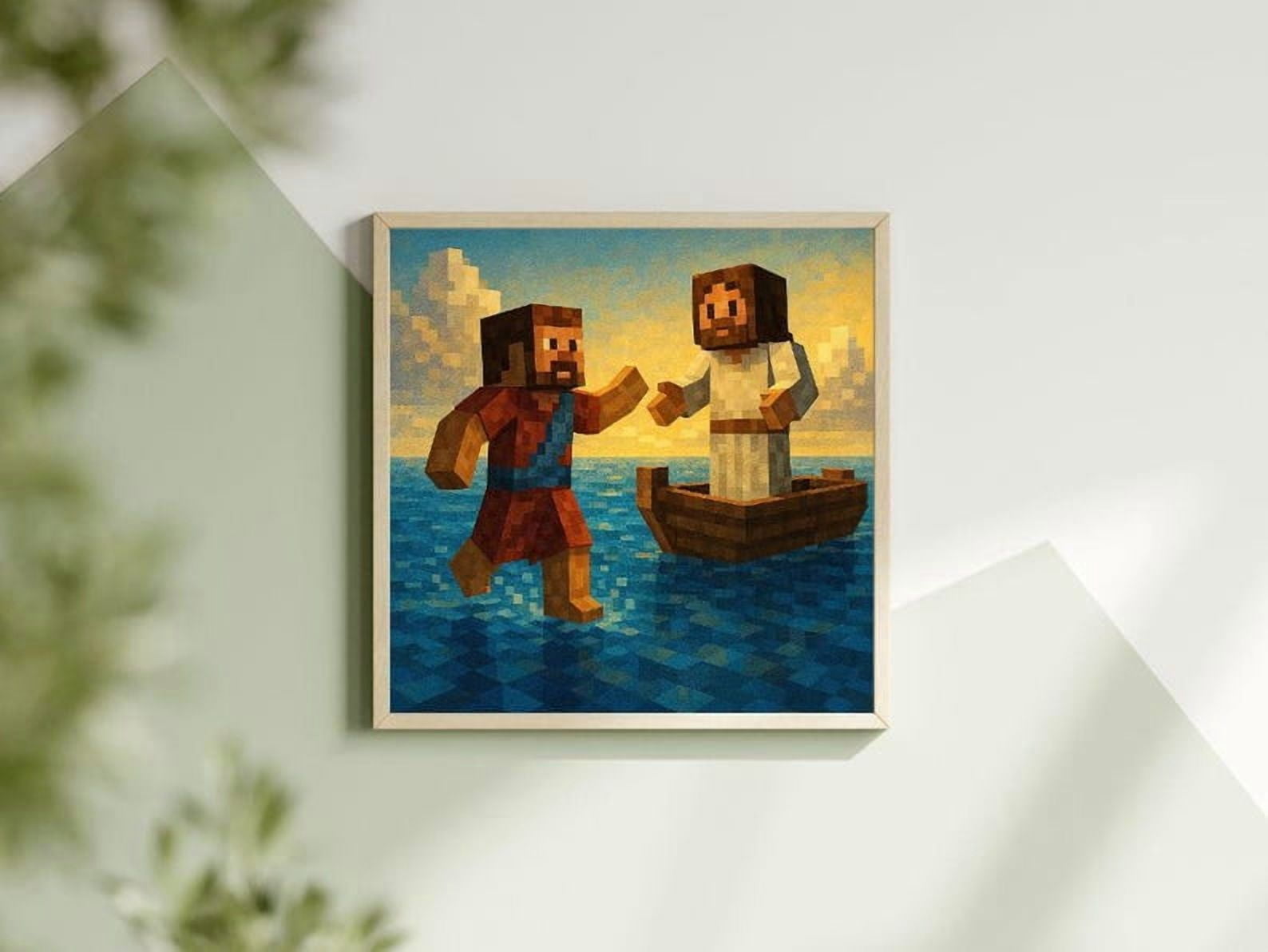 Faith Inspired Pixel Art – Minecraft Jesus Christian Gamer Decor Poster ...