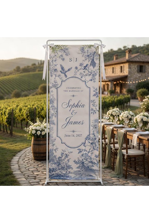 Faith Inspired Wedding Fabric Welcome Sign, Custom Name and Date Banner, Elegant Ceremony Backdrop, Wedding Decor Gift