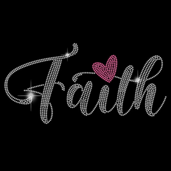 Faith Iron on Rhinestone Motivational Text Iron On Transfers Heat Transfer Decor Clear Bling DIY Patch Clothing Repair Hot Fix Applique for T-Shirts Vest Shoes Hat Jacket