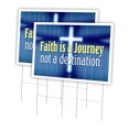 thumbnail image 1 of Faith Is A Journey 2 Pack Of 24" x 36" Yard Sign & Stake | Advertise Your Business | Stake Included Image On Both Sides | Made in The USA, 1 of 3