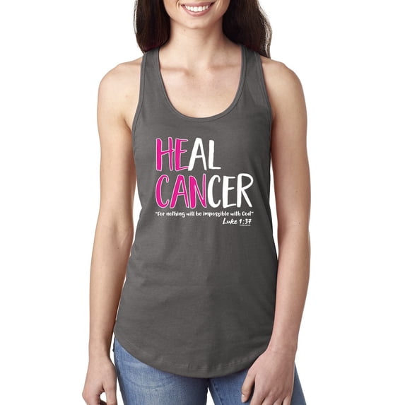 Faith Jesus Believe Awareness Ladies Racerback Tank Top, Dark Grey, X-Large