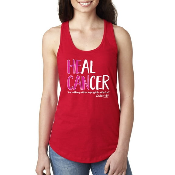 Faith Jesus Believe Awareness Ladies Racerback Tank Top, Red, Large