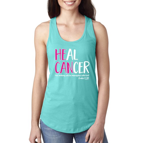 Faith Jesus Believe Awareness Ladies Racerback Tank Top, Tahiti Blue, X-Large
