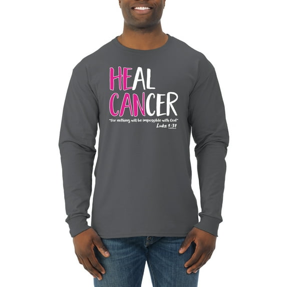 Faith Jesus Believe Awareness Mens Long Sleeve Shirt, Charcoal, 3XL