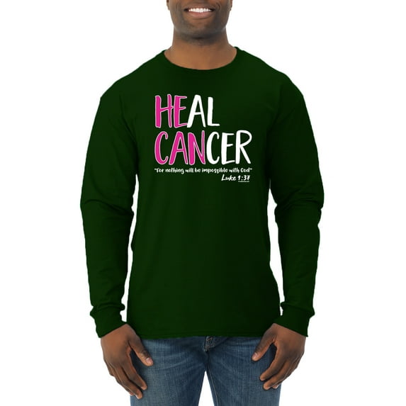 Faith Jesus Believe Awareness Mens Long Sleeve Shirt, Forest Green, X-Large