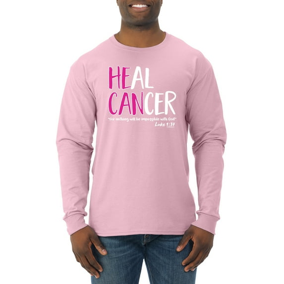 Faith Jesus Believe Awareness Mens Long Sleeve Shirt, Light Pink, Medium