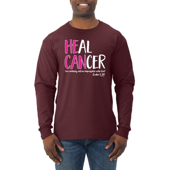 Faith Jesus Believe Awareness Mens Long Sleeve Shirt, Maroon, X-Large