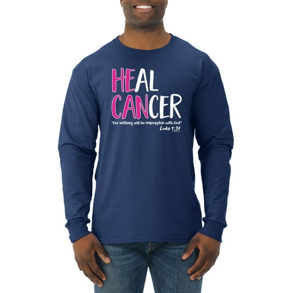 Faith Jesus Believe Awareness Mens Long Sleeve Shirt, Navy, 2XL