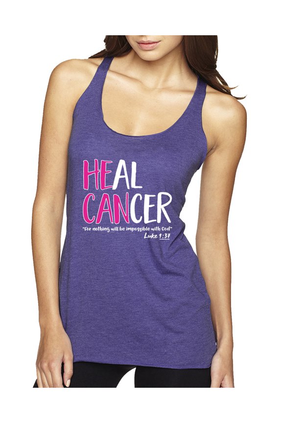 Faith Jesus Believe Awareness Tri-Blend Racerback Tank Top, Purple Rush, Small
