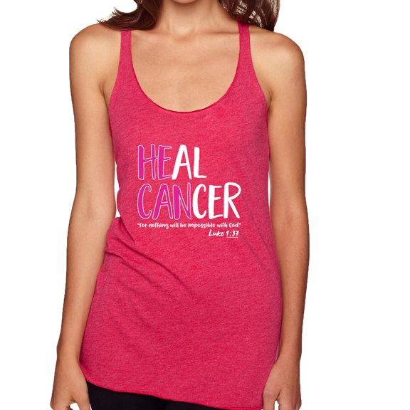 Faith Jesus Believe Awareness Tri-Blend Racerback Tank Top, Shocking Pink, Large