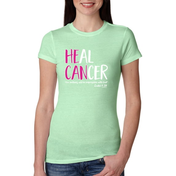 Faith Jesus Believe Awareness Womens Slim Fit Junior Tee, Mint, X-Large
