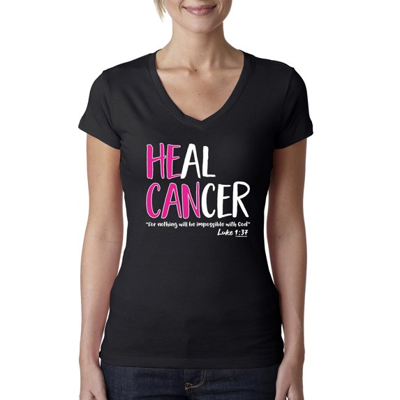 Faith Jesus Believe Awareness Womens V-Neck Tee, Black, Small