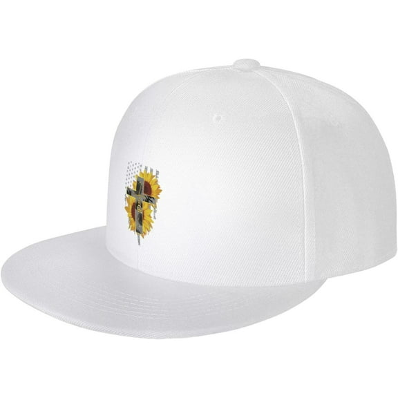 Faith Jesus Cross Sunflowers American Flag Trucker Hat Baseball Caps Men Women Dad Hat Ball Hat Cowboy Hat Black