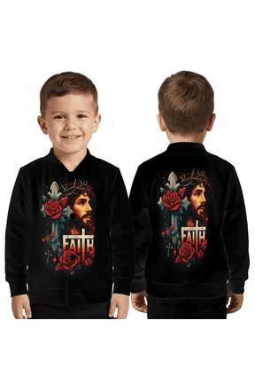 Faith Jesus Jacket, Christian Cross Savior Baseball Jacket, Faith Roses Graphic Coat for Jesus Christian Lovers