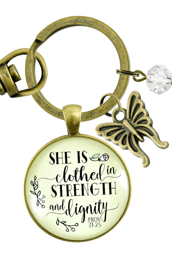 Faith Keychain She Clothed Strength Dignity Women of Truth Proverb 31 Believer Gift