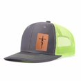 thumbnail image 1 of Faith Leather Patch Letter Embroidered Color Block Trucker Hat Unisex Adjustable Cotton Breathable Fashion Cap for Travel Daily Wear, 1 of 11