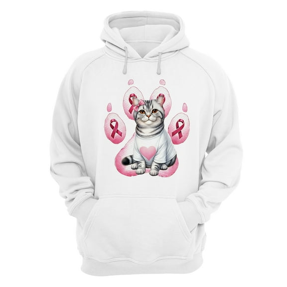 Faith Love Hope American Shorthair Breast Cancer Awareness Survivor Hoodie Unisex Merch Hoodies Cat Lover Kitten Owner Gifts - 02017