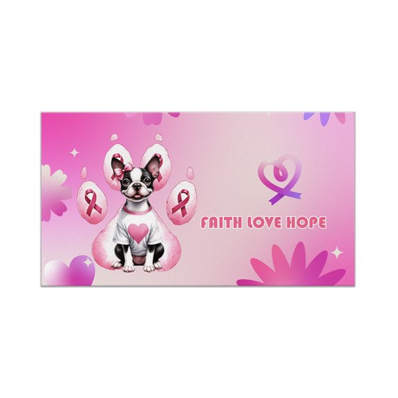 Faith Love Hope Boston Terrier Breast Cancer Awareness Survivor Doormat Gentleman Dog Lover Gifts Indoor Outdoor Welcome Mat - 02017