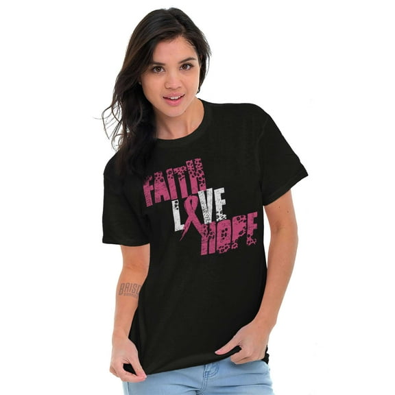 Faith Love Hope Breast Cancer Aware Women's Graphic T Shirt Tees Brisco Brands L