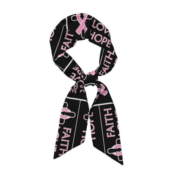 Faith Love Hope Breast Cancer Ribbon Hair Scarf for Women Fashion Headscarf Wrap Neck Scarves For Handbag Accessories