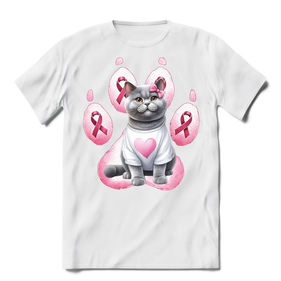 Faith Love Hope British Shorthair Breast Cancer Awareness Survivor Shirt T-shirt Unisex Merch Cat Lover Kitten Owner Gifts - 02017
