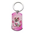 thumbnail image 1 of Faith Love Hope Bulldog Breast Cancer Awareness Survivor Stainless Steel Keychain Dog Lover Gifts Idea Collar Charm Tag Keyring - 02017, 1 of 5