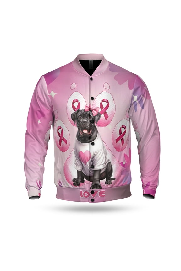 Faith Love Hope Cane Corso Breast Cancer Awareness Survivor All Over Print 3D Baseball Jacket Italian Mastiff Dog Lover Gifts Idea Bomber Jacket Softball - 02017