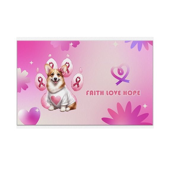 Faith Love Hope Corgi Breast Cancer Awareness Survivor Doormat Welsh Corgi Dog Lover Gifts Idea Indoor Outdoor Welcome Mat - 02017