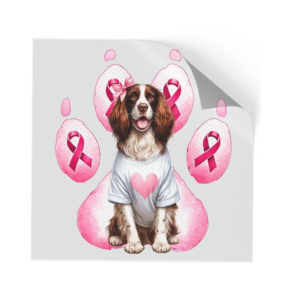 Faith Love Hope English Springer Spaniel Breast Cancer Awareness Survivor Cutout Transfer Sticker Springers Dog Lover Gifts Transparent Decal Art Decor - 02017