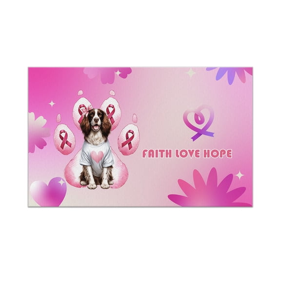 Faith Love Hope English Springer Spaniel Breast Cancer Awareness Survivor Doormat Springers Dog Lover Gifts Indoor Outdoor Welcome Mat - 02017