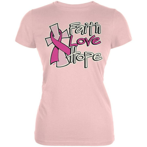 Faith Love Hope Juniors Soft T Shirt Blush Pink X-LG