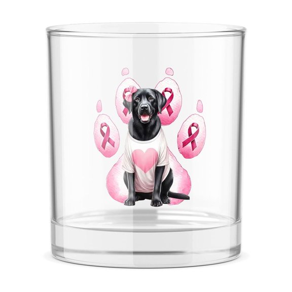 Faith Love Hope Labrador Retriever Breast Cancer Awareness Survivor 11oz Whiskey Glass Mug Lab Dog Lover Gifts Whiskey Cocktail Glasses Cup - 02017