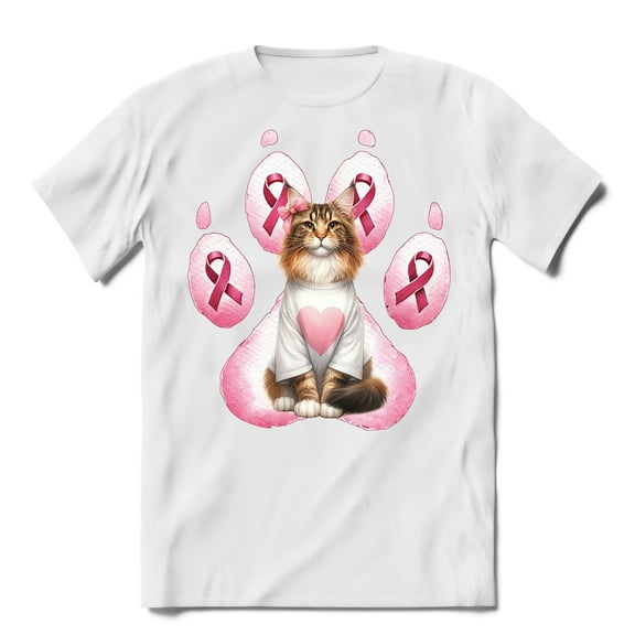 Faith Love Hope Maine Coon Breast Cancer Awareness Survivor Shirt T-shirt Unisex Merch Cat Lover Kitten Owner Gifts - 02017